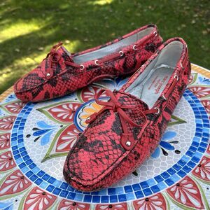 Marc Joseph NY Sz 7.5 Cypress Hill Genuine Red Viper Snake Leather Loafers RARE